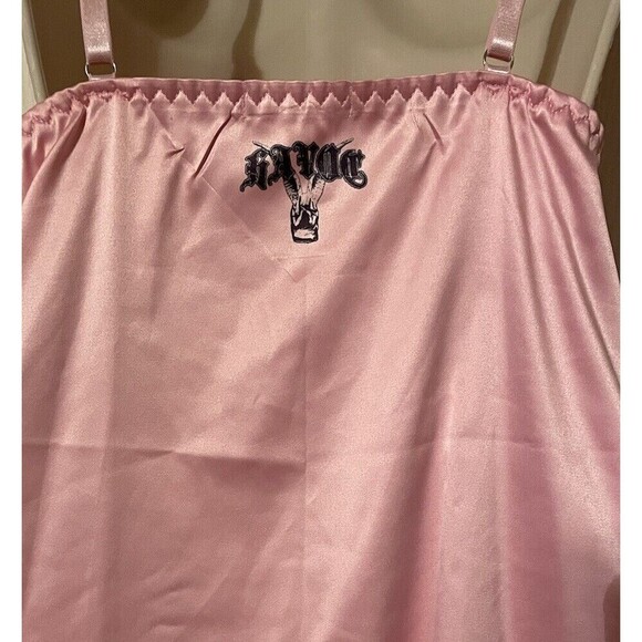 Vintage Arcane Destroy Havoc Logo Pink Satin Lace Slip Dress Nightgown - Picture 6 of 15